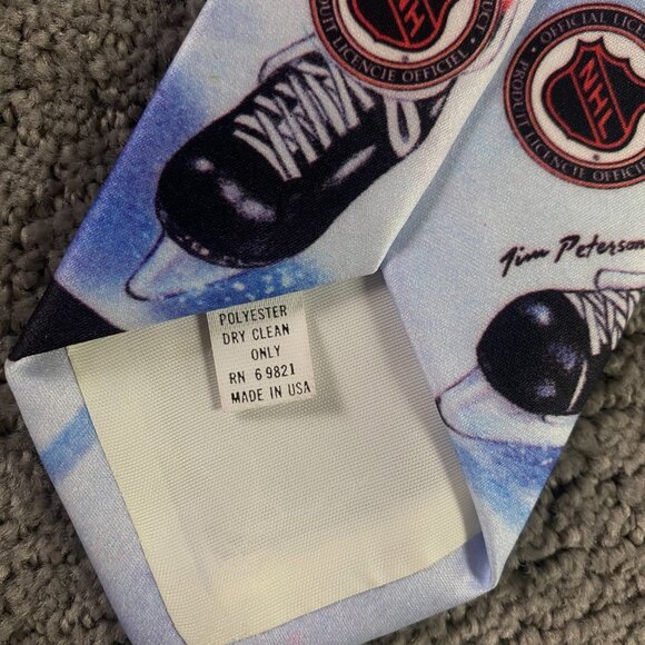 Vintage 90s Calgary Flames Necktie Ralph Marlin Neck Tie Made in USA Hockey NHL - Picture 5 of 7